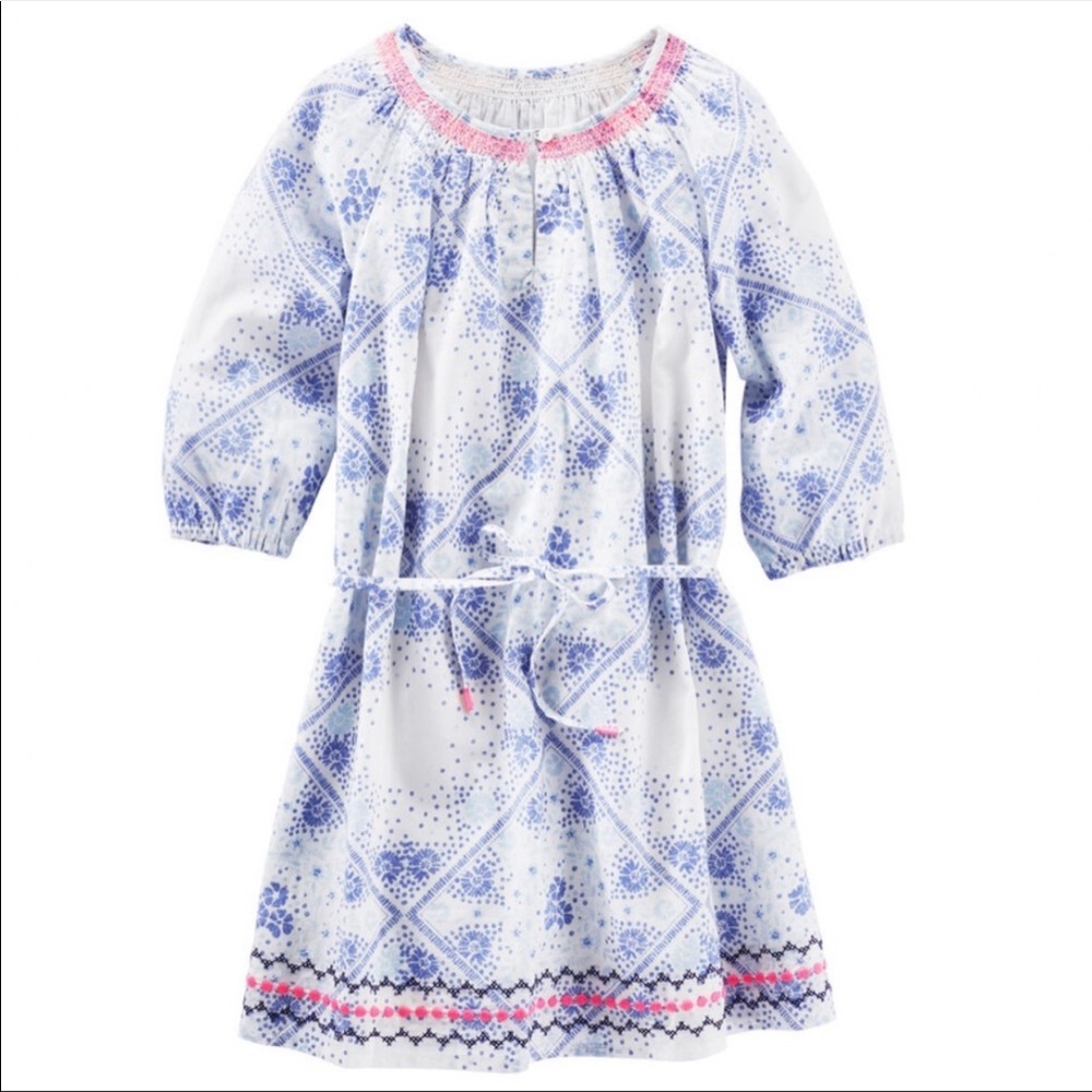 Osh Kosh Embroidered pink blue Bandana Print dress